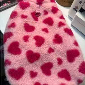 Pink Heart Patterned Dog Sweater